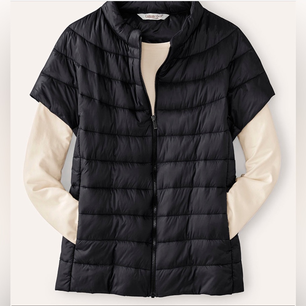 Cap-Sleeve Puffer Vest, 2X